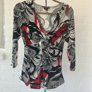 OneWest Women's V-Neck Ruched Blouse – Size M